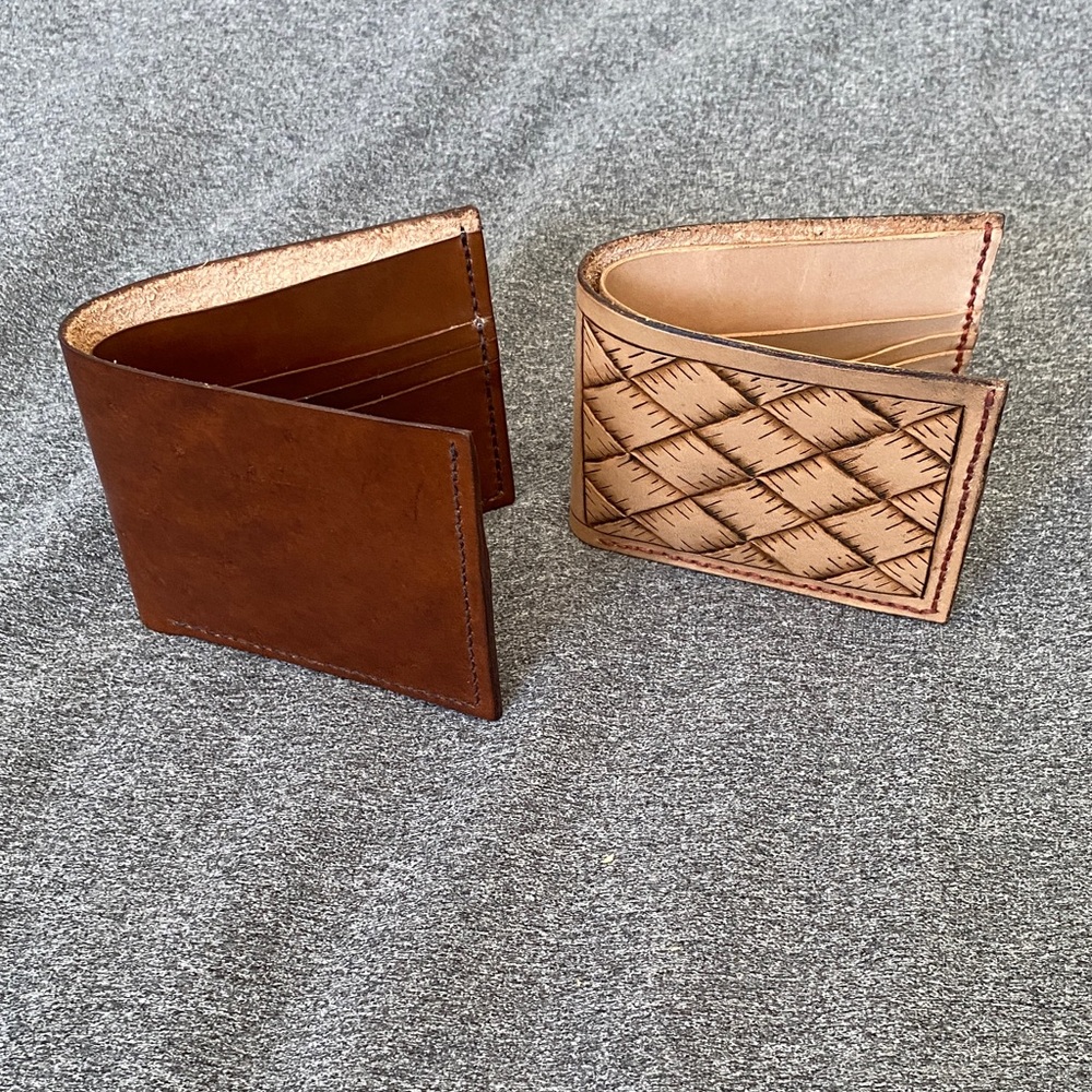 Beautiful great quality Handmade leather wallet 6 slots for cards + bill fold.